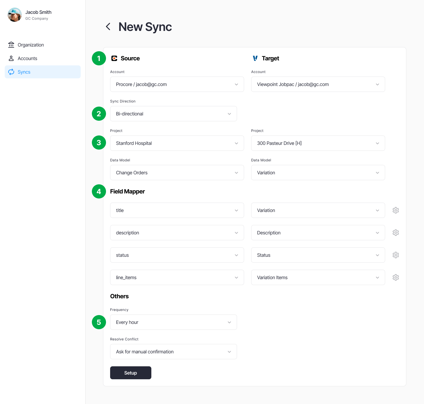 Agave Sync interface