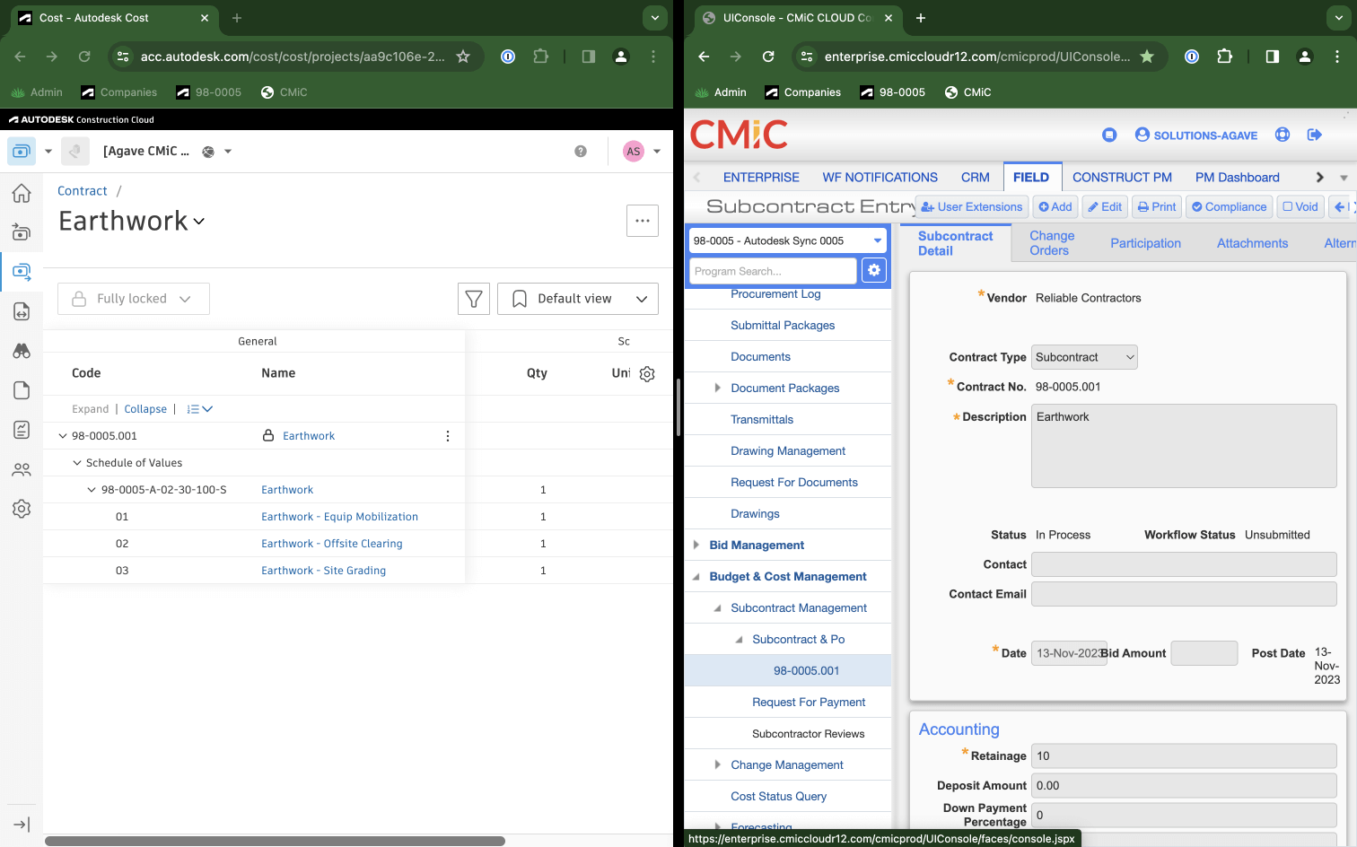 Video demo of Autodesk Build & CMiC Sync